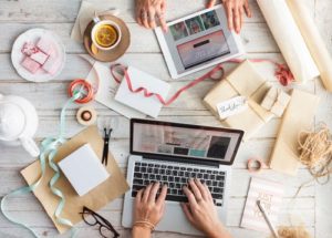 What Do Professional Genealogists Do, overview of work desk with computer