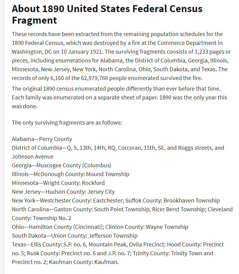 Genealogy Hack: Read the Directions, www.savvygenealogy.com, snip of Ancestry.com genealogy collection, 1890 U.S. Federal Census